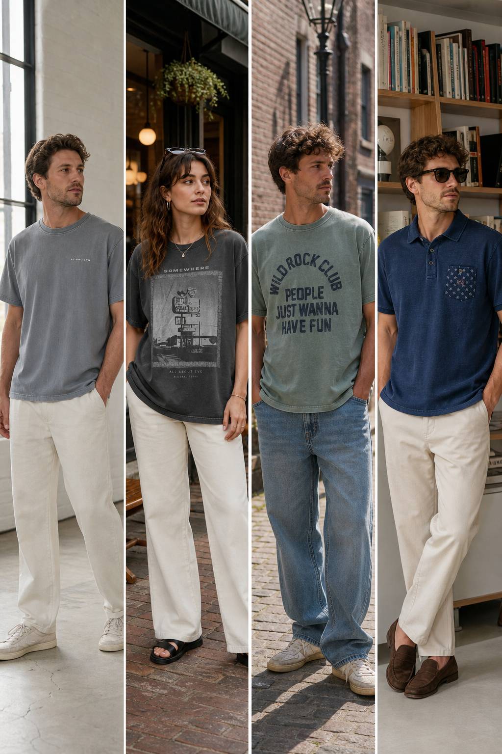 Washed jersey model scene featuring four Rozen looks